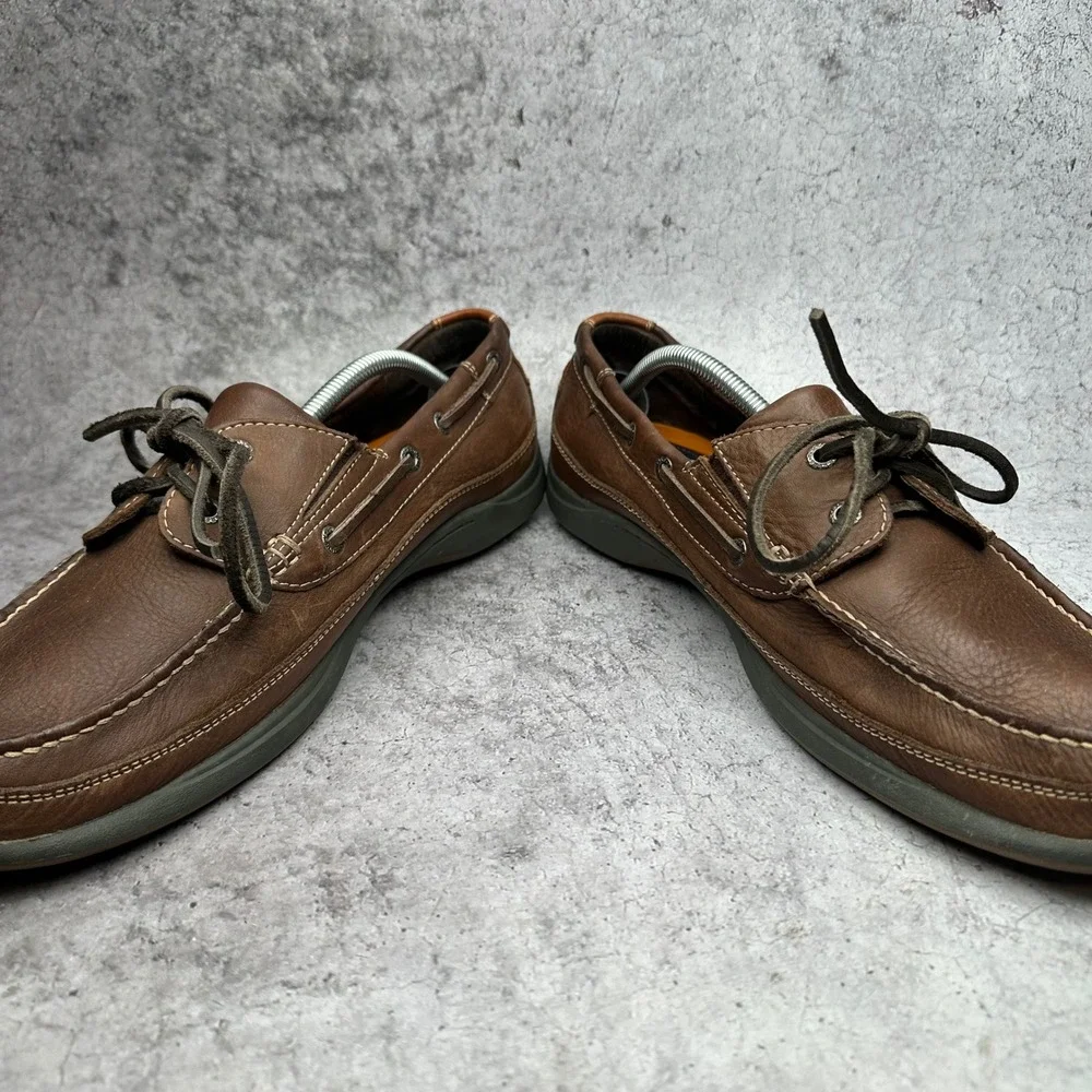 Dockers Boat Shoes Mens 13 Brown Stain Defender Leather Casual Loafers Moc Toe